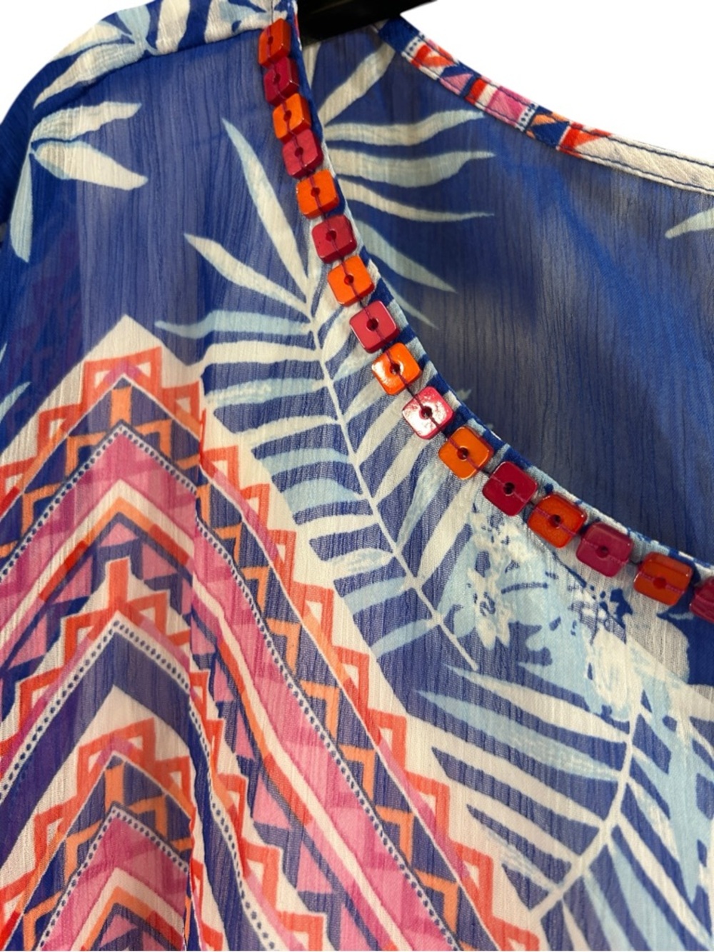 Ruby Rd. Blue & Pink Chevron Floral Tunic - Picture 2 of 5